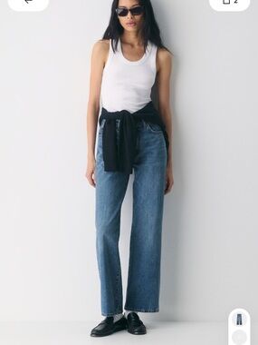 Denim Forum Wide Leg Hi-Rise Jeans - Mid Blue